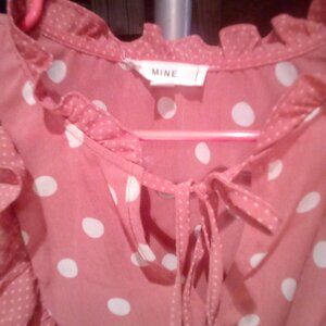 Sheer pink polka dot blouse